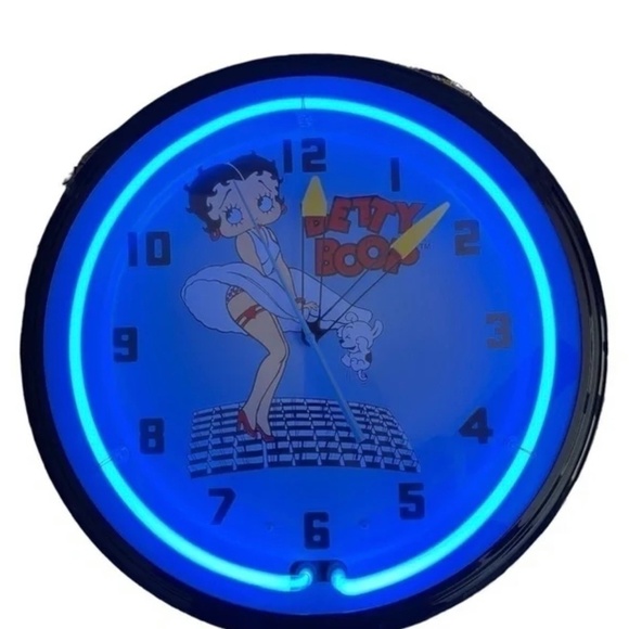 Burns Betty Boop Neon Wall Clock Blue 20" - Picture 2 of 7